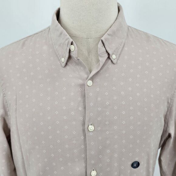 Abercrombie & Fitch Other - Abercrombie & Fitch NEW Men's Button Down Shirt Beige White Diamonds SZ L